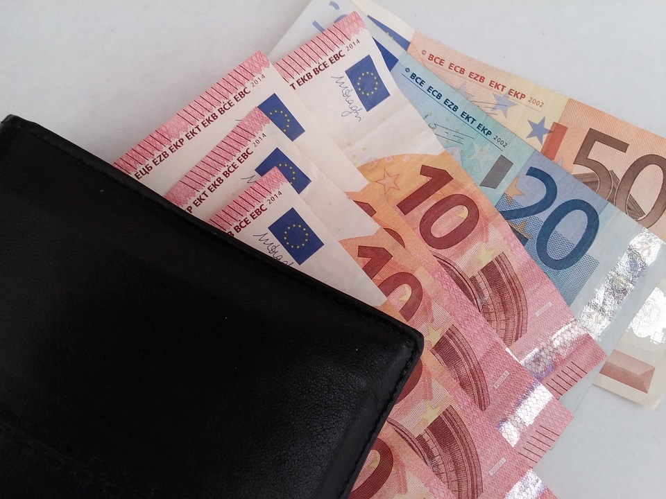 peněženka a eura